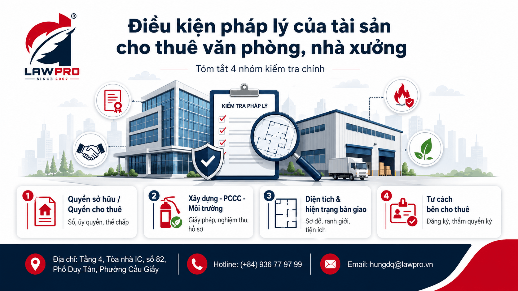 Điều kiện pháp lý của tài sản cho thuê văn phòng, nhà xưởng